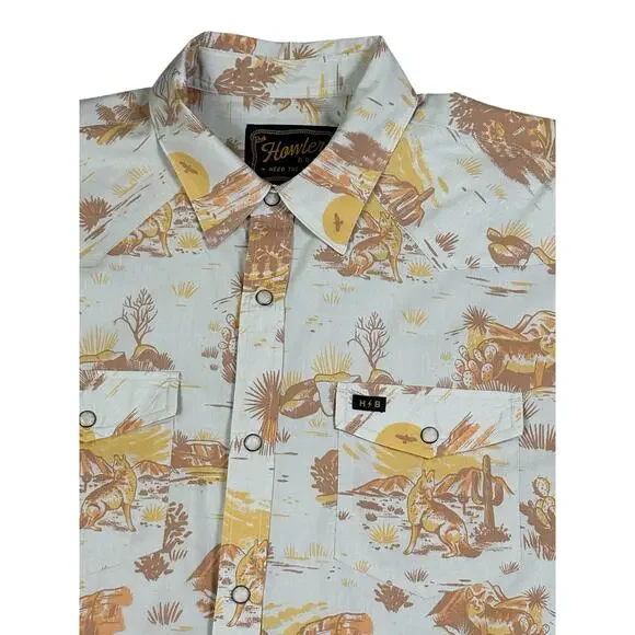 Howler Bros H Bar B Pearl Snap Short Sleeve Shirt Men's XL Desert Coyotes Cream - Picture 5 of 10